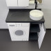 COMFORTY Мебель под стиральную машину "Лозанна-100" белый глянец со столешницей под мрамор с раковиной COMFORTY 9111